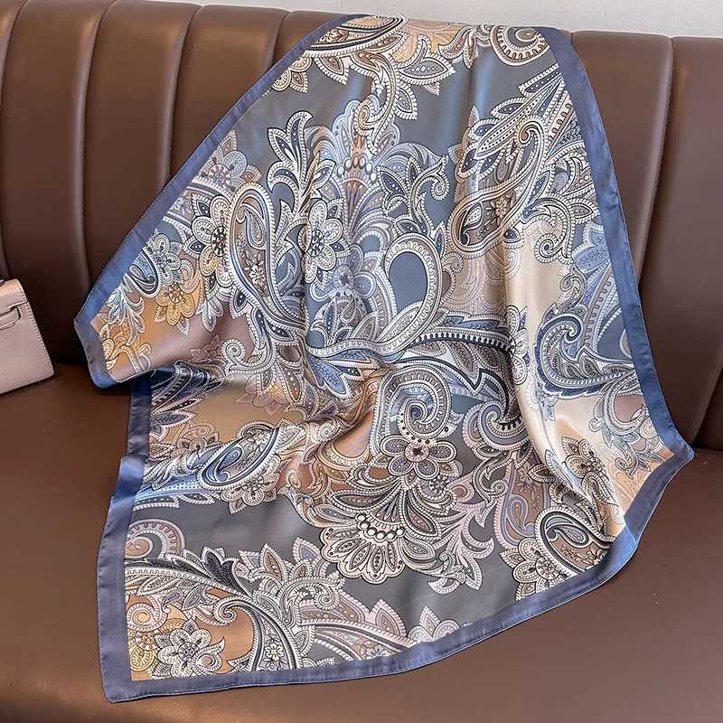 Luxury Floral Print Silk Square Scarf Women Soft Satin Kerchief Hairband Neckerchief Head Hijab Lady Headband Foulard Bag Ribbon W251021