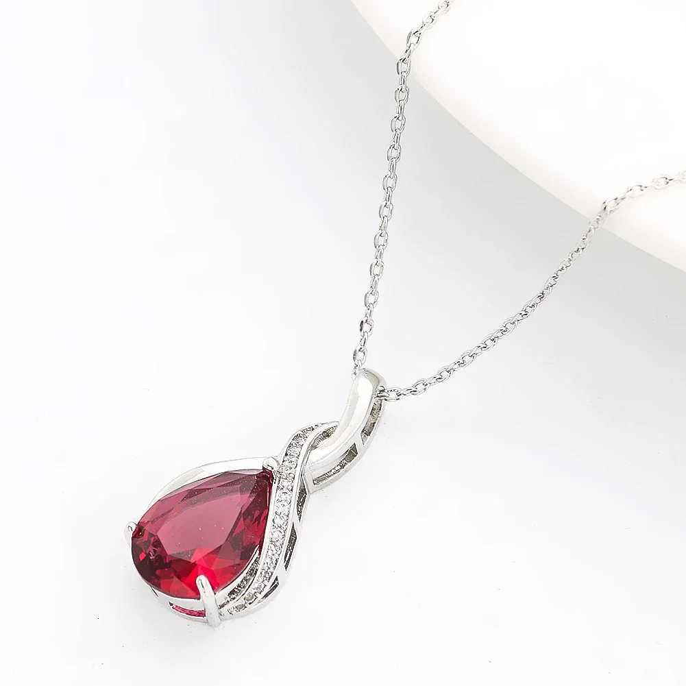 1PC Natural Red Crystal Pendant Necklace Fashion Romantic Angel Tears Pendant Ladies Jewelry Statement Jewelry Party Gifts D251021
