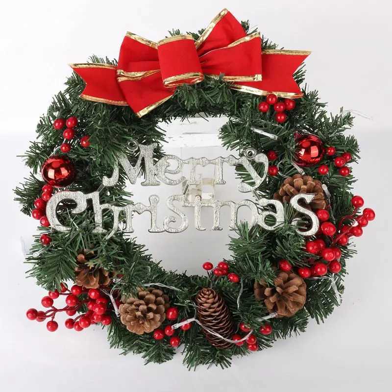 3040cm Christmas Wreath for Front Door Window Artificial Wreath with Led Light Garland Xmas New Year Navidad Home Decoration XJ251021