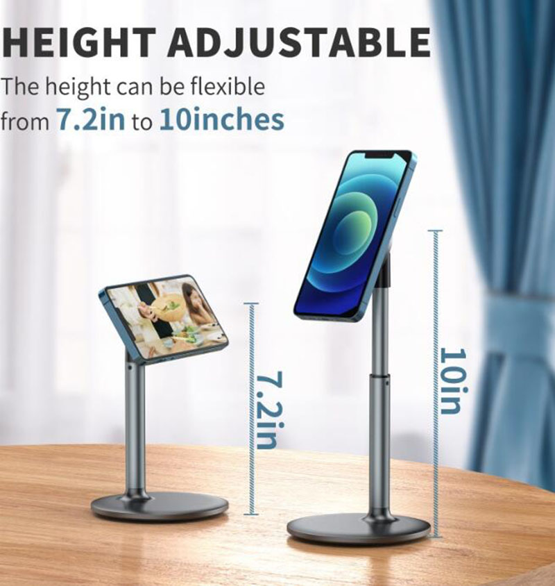 Foldable magnetic Desktop Phone Stand with 360° Rotatable Phone Mount Phone Holder Adjustable Height Replacement for iPhone