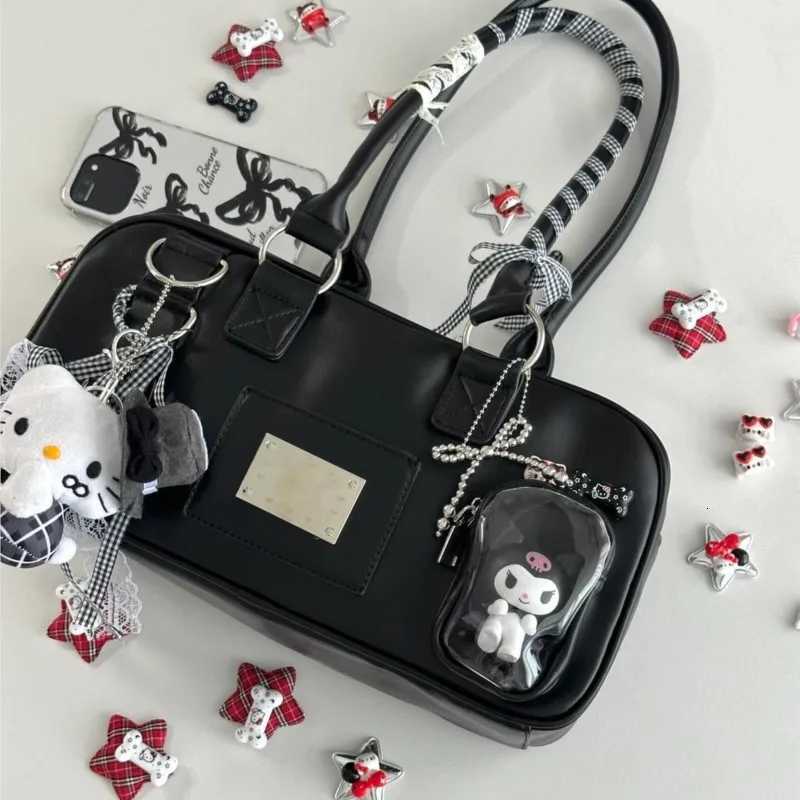 JIAERDI Harajuku Black Ita Bag Handbag Women Uniform Japanese Transparent Shoulder Bags Female Preppy Style Kawaii Underarm Bag Z251018