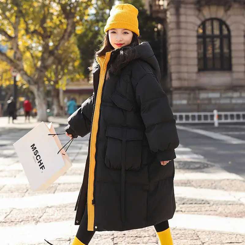 Girls Heavyweight Down Jacket 2025 Winter Long OverKnee Warm Coat for Kids Thick Winter Clothing with Thermal InsulationT251021