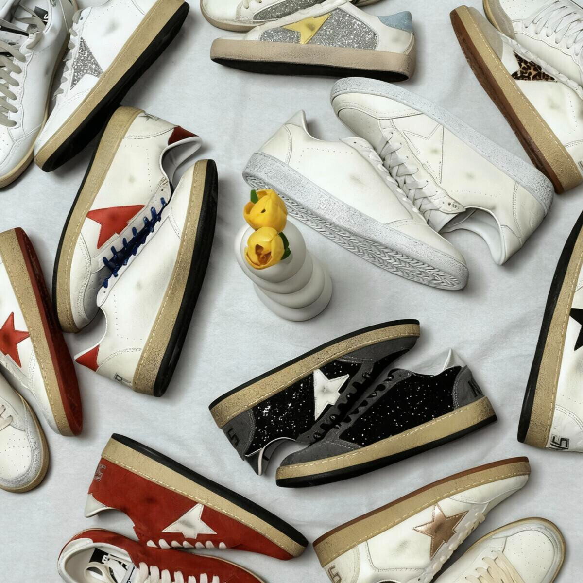 Super-star golden goods ball star sneaker star shoes old-made shoes customized sneaker with box old school versatile Men Women shoes Size 34-48