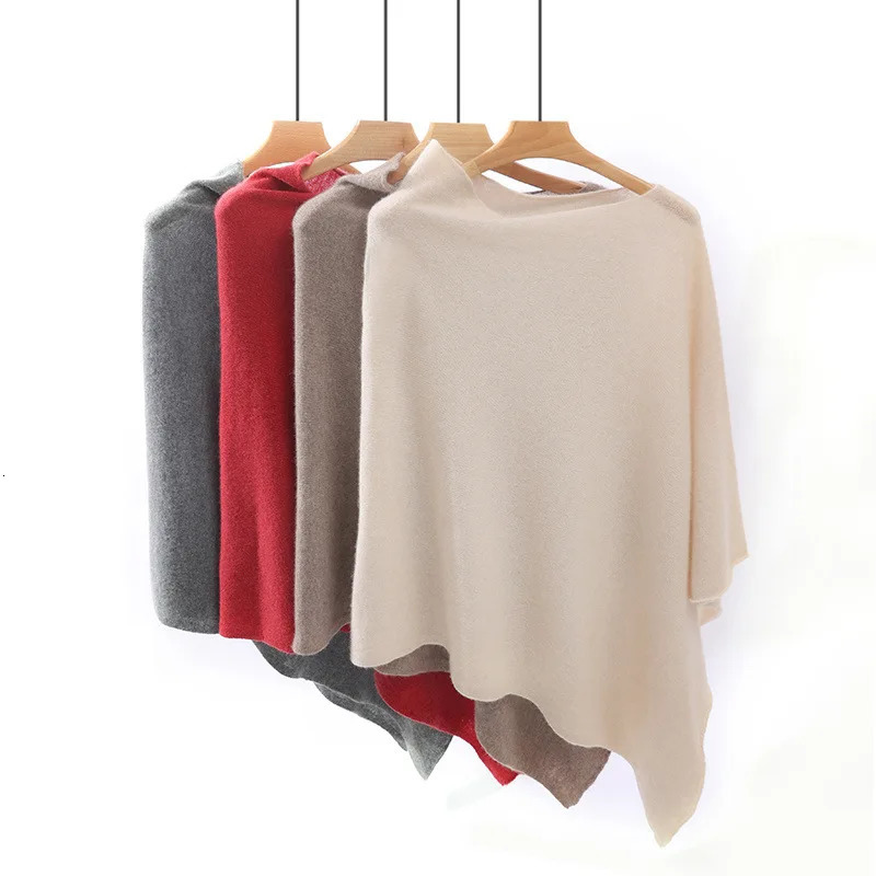 Autumn and Winter Unisex 100 Cashmere Loose Cape Solid Color Pullover Shawl Irregular Outer Outfit 251021