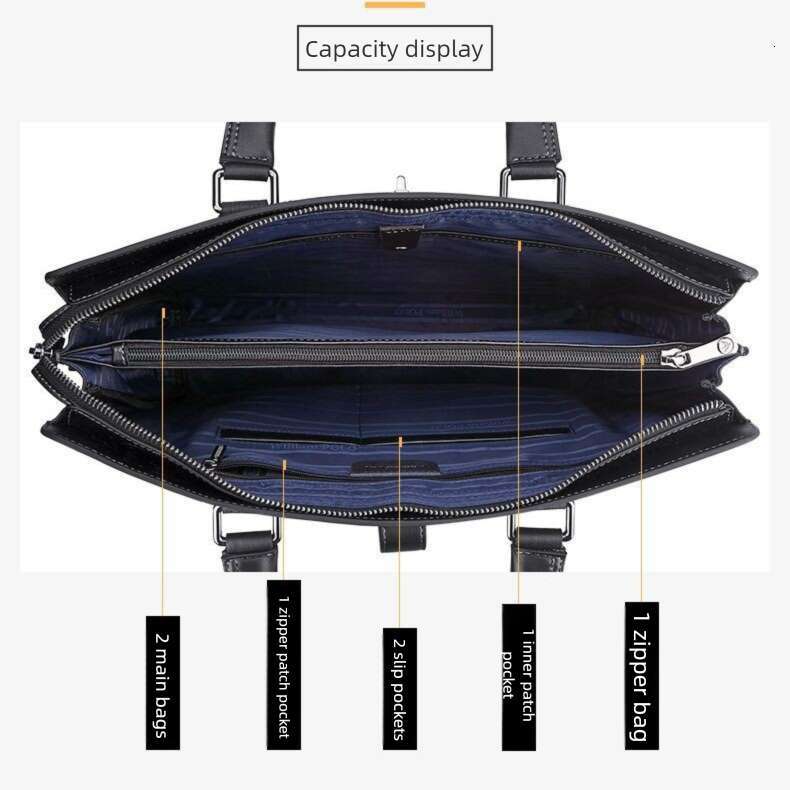Luxury bag Briefcase Business Large Capacity Genuine Handbag Shoulder High end Leather Men s Bag
