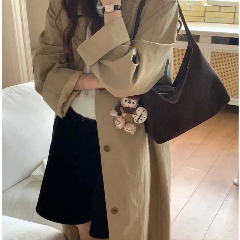 2025 New Autumn and Winter Retro Suede Simple Underarm Dumpling Bag Simple Commuter Suede Single Shoulder Handbag Crossbody BagXJ251021