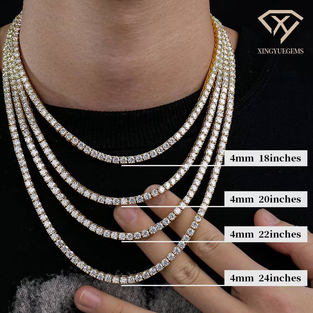 Xingyue 18K Gold Plated 925 Silver Link Chain 26mm Fine Jewelry for Wholesale Tennis Mossanite Moissanite Necklace for Gifts