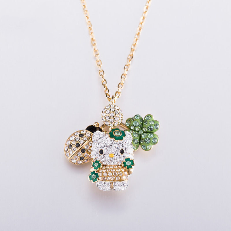 Necklace for women S925 sterling silver necklace with four leaf clover zircon for women's temperament simple seven star ladybug pendant collarbon