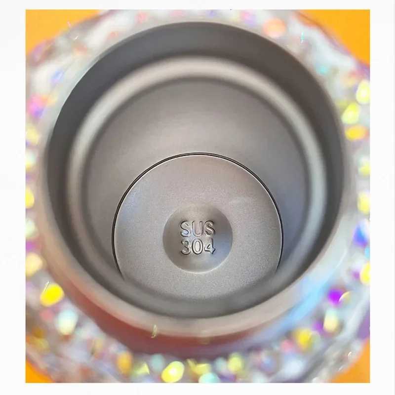 Portable Travel Vacuum Water Bottle Mini Pocket Cup Sparkling Rhinestone Stainless Steel Insated Cup With g Y251021
