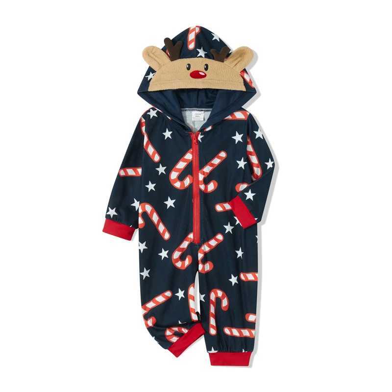 Family Matching Christmas Jumpsuit Deer Pajamas Candy Cane Print Holiday Pajamas Sleepwear Dad Mom Kids Clothes L251021LN6O