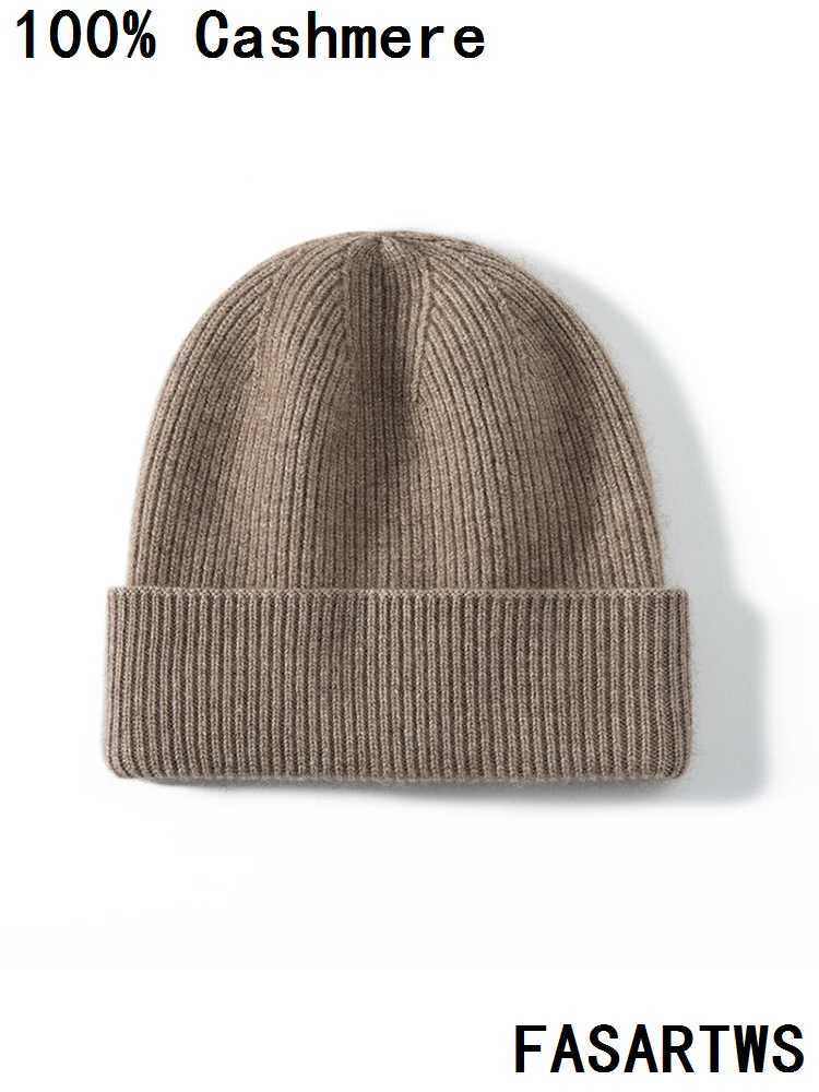 FASARTWS Unisex High Quality 100 Cashmere Knitted Hat for WomenMen Casual Beanie Hat Thicken Cap Winter Soft Warm Cashmere Cap J251021