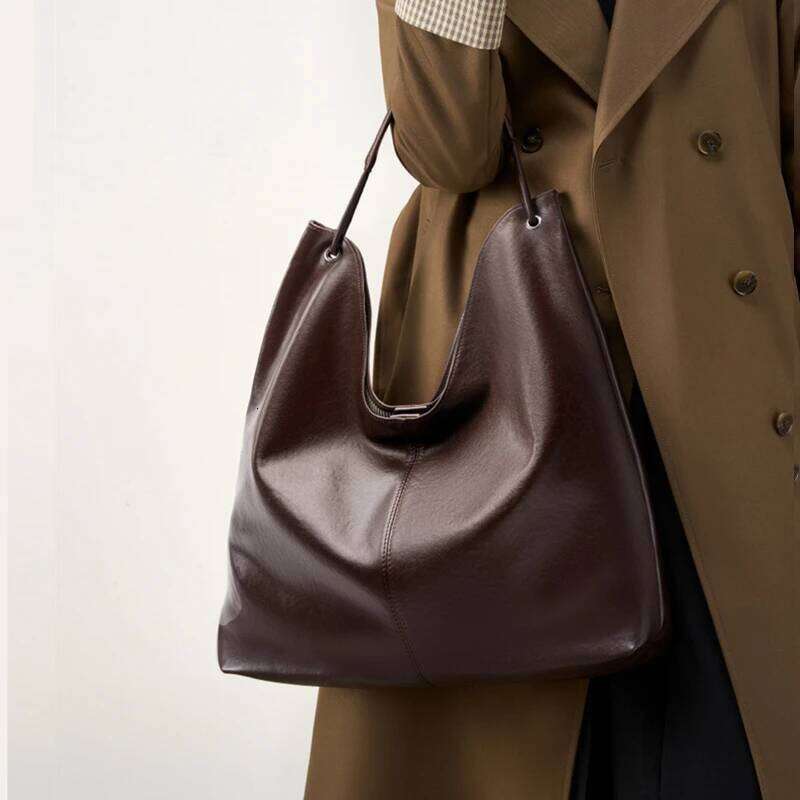 Burminsa Cowhide Genuine Leather Large Hobo Shoulder Bags For Women 2025 Designer Shopping Tote Big Work Ladies Handbags