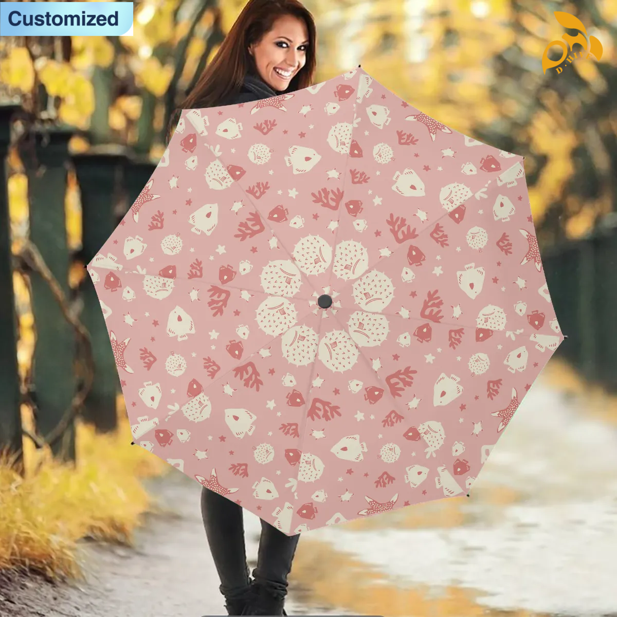 Free Shipping of Customized Umbrella Sturdy Windproof Compact Foldable Effective UV-Protective Durable Water-Repellent Umbrella