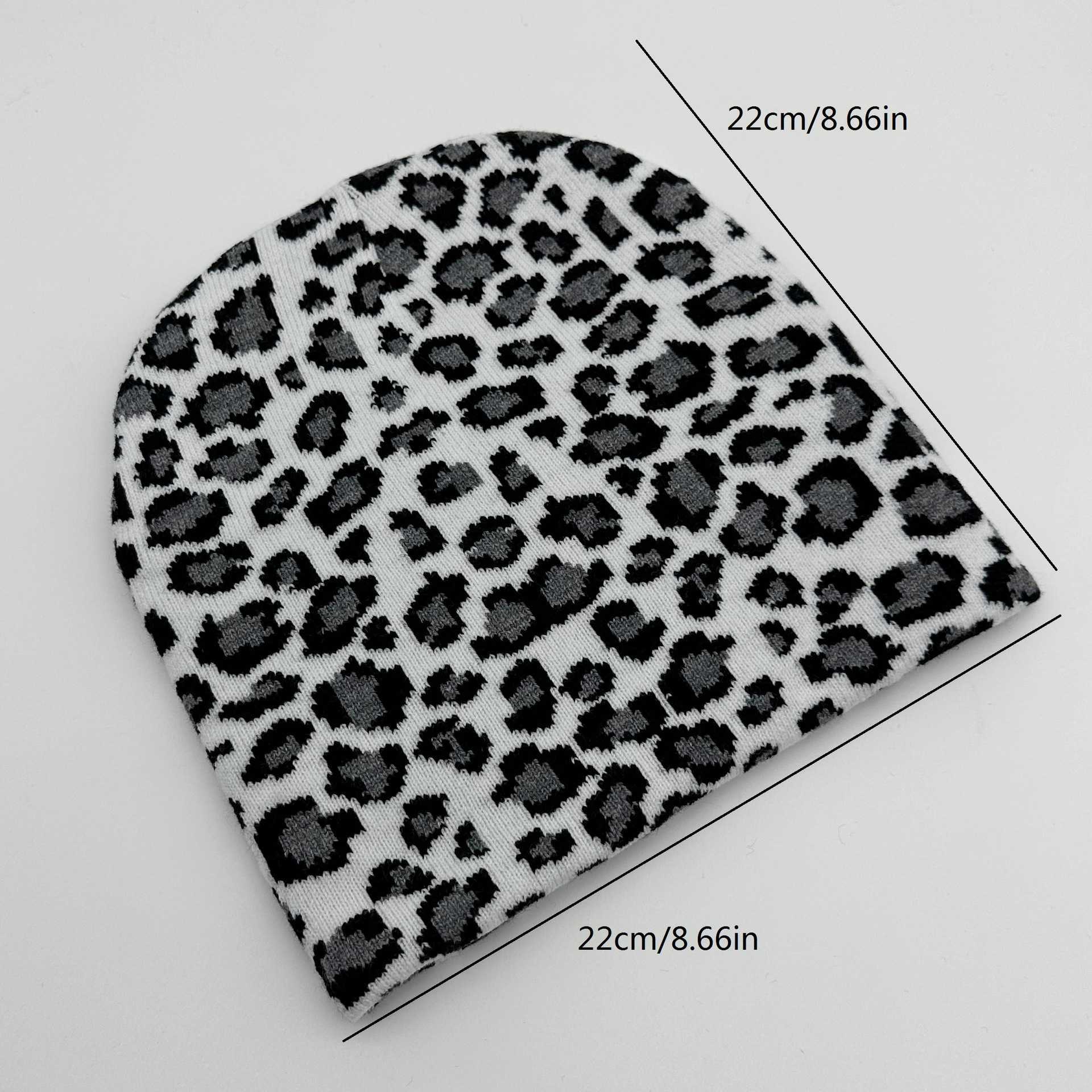 Leopard Print Jacquard Hat Fashion Womens Knitted Hat Autumn Winter Travel Pullover Beanie Street Style Hiphop Hat H251020