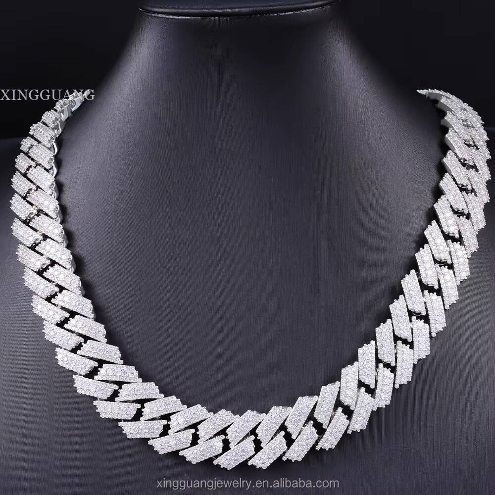 New Style Moissanite Diamond Cuban Link Chain Solid Silver Cuban Chain Fine Jewelry Necklace Men Moissanite Bracelet