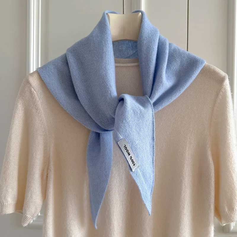 Knitted Scarf Women 100 Wool Winter Warm Scarves Bright Solid Color Design Thickened Shawl Soft Cashmere Pashmina Neck 2023 NEW W251021
