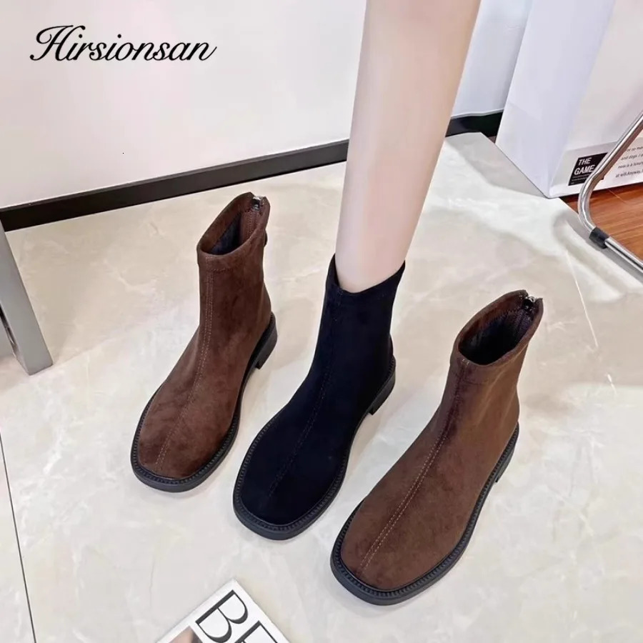 Hirsionsan Autumn Winter Women Ankle Boots Platform Zip Up Casual Shoes Retro Oxfords Female Waterproof Thick Boots Footwear 251021