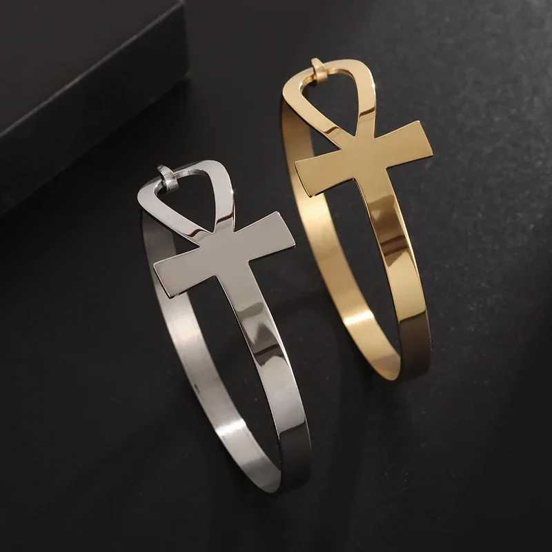 Egyptian Symbol Ankh Cross Life Cuff Stainless Steel Bracelet Mens Religious Amulet Jewelry J251021