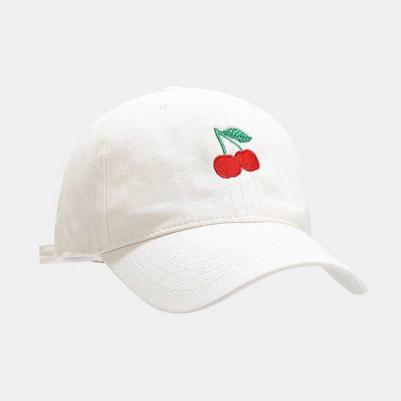 Baseball Hat Fashion Mens and Womens New Fruit Cherry Embroidered Soft Top Duck Tongue Hat Student Leisure Sunshade Hat H251020