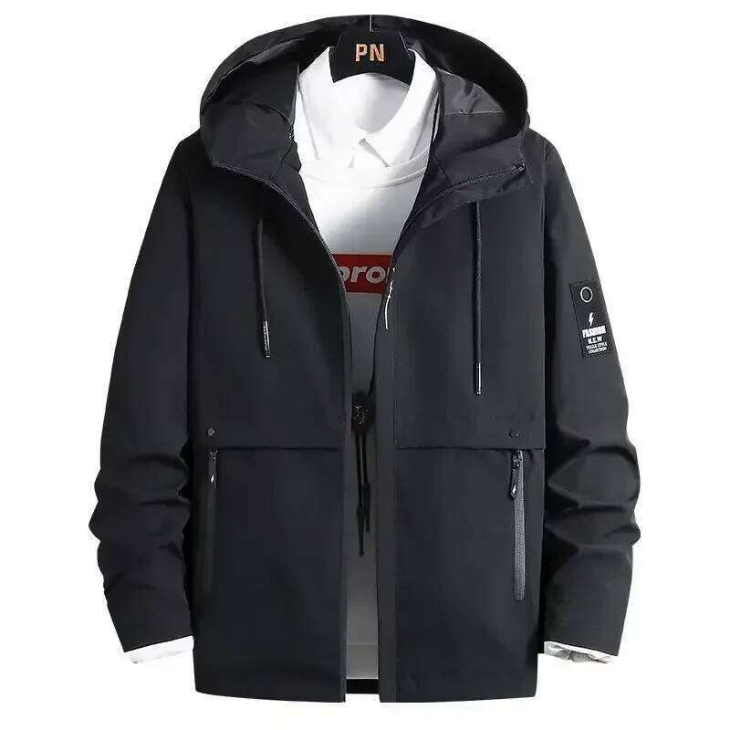 Trendy Men's Workwear New Style Spring Autumn Korean Version Versatile Top Casual Hooded Jacket Embroidery