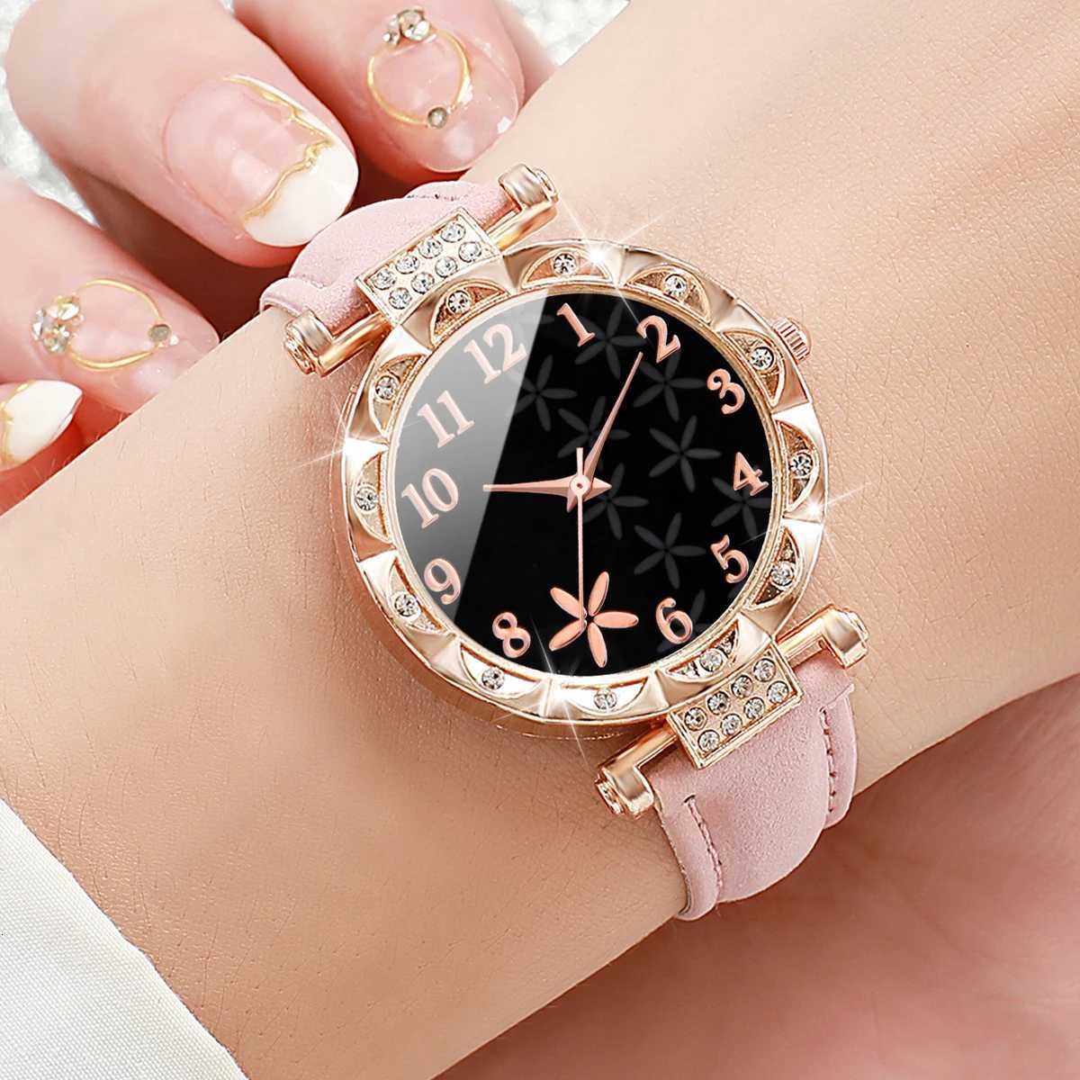 7PCSSet Womens Fashion Rhinestone Leather Band Female Quartz es Without BoxXJ251021