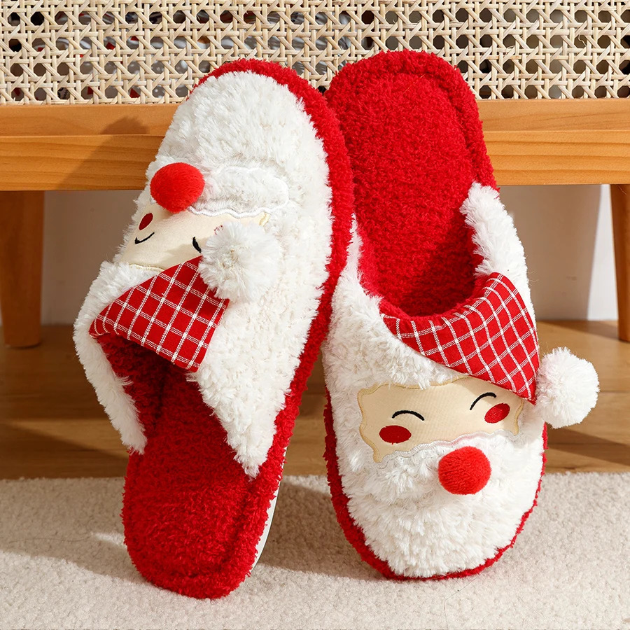Fashion Christmas Santa Claus Slippers Women Indoor Cute Cartoon Soft Sole Comfy Winter Bedroom Warm Antislip Cotton Homeshoes 251021
