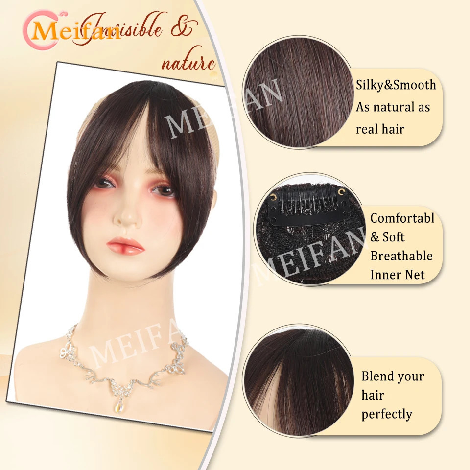 Lightweight Air Bangs Middle Part Natural Front Forehead Invisible Hair Patch Round Face French Bangs Fake Bangs For Women 251014