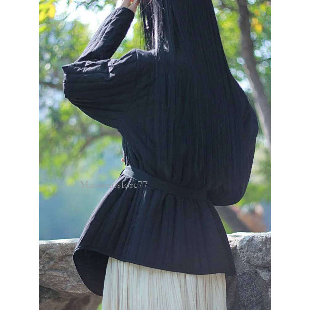 Chinese Style Plus Cotton Bandage Long Sleeve Winter Coats 2025 New Solid Color Women Vintage Parkas womens coat