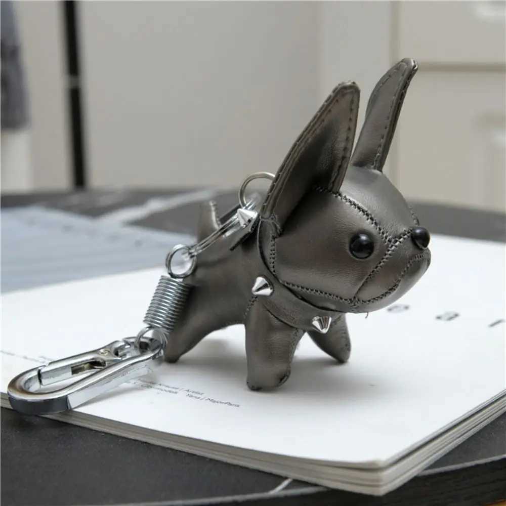 Kawaii Cute Chubby Leather Keychain French Bulldog Charm Dog Dolls Bag Hanging Exquisite Dog Pendant Friend W251021
