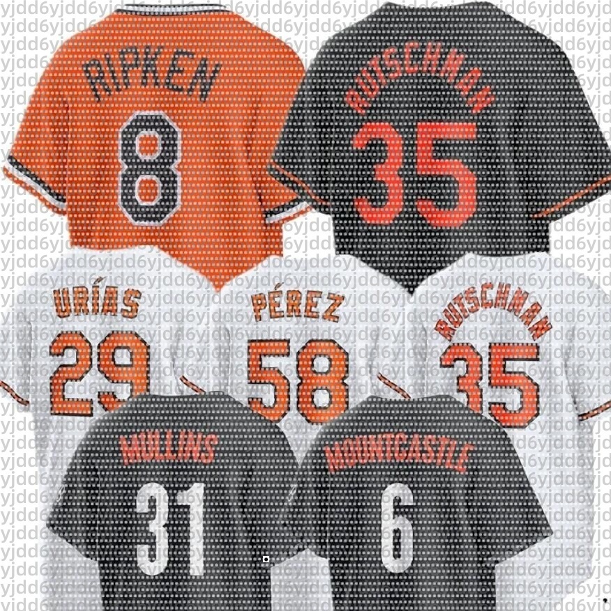 Custom MLB Orioles Baseball Jersey Cal Ripken Adley Rutschman Ryan Mountcastle Gunnar Henderson Anthony Santander Colton Cowser Grayson Rodriguez Cedric Mullins