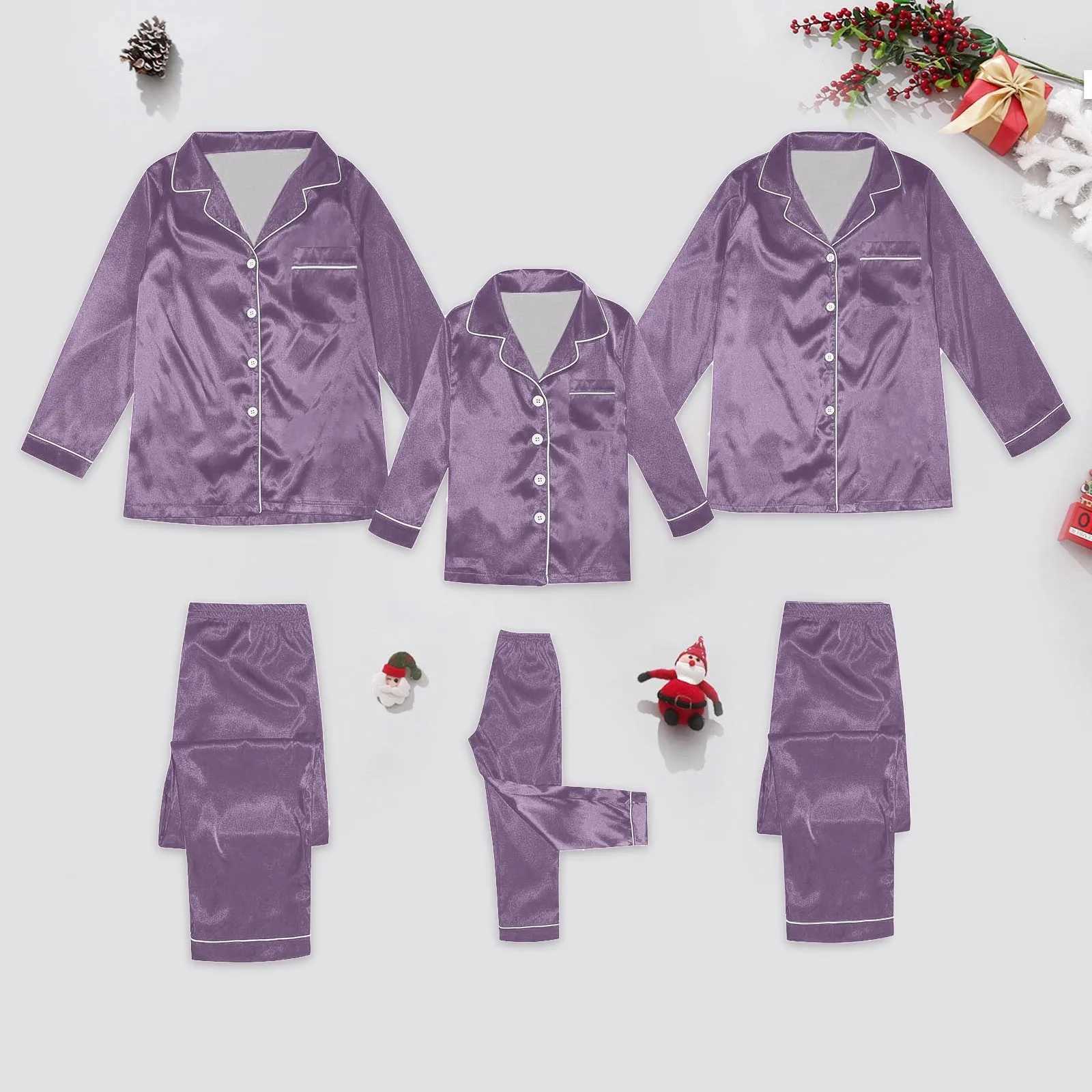 Children Pajamas Family Fashion Simple Style Button Up Shirt Pants Long Sleeve Loose Comfy Two Piece Suit Hundred Matching Cloth L251021W9Q6