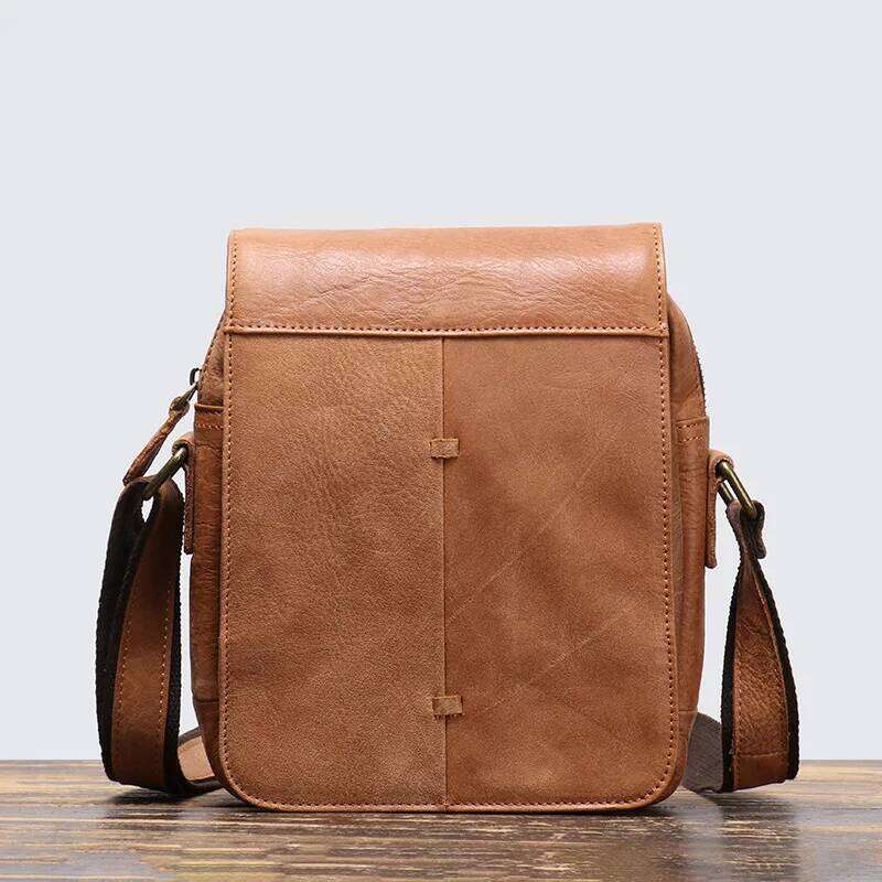 Designer Luxury Men S Genuine Leather Vintage Single Shoulder Flap Top Layer Cowhide Crossbody Bags Ipad Side Bag For Men Sacoche Homme