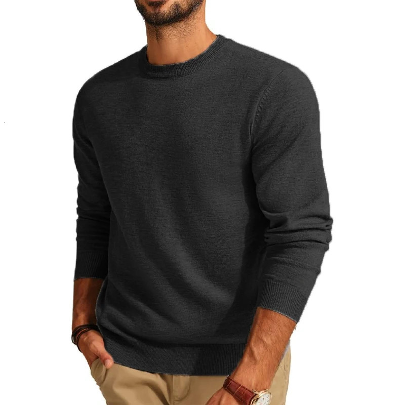 Mens Long Sleeve Sweaters Crew Neck Basic Lightweight Knitted Pullover Shirts Autumn Warm Streetwear Outdoor Jogger Coats 251021