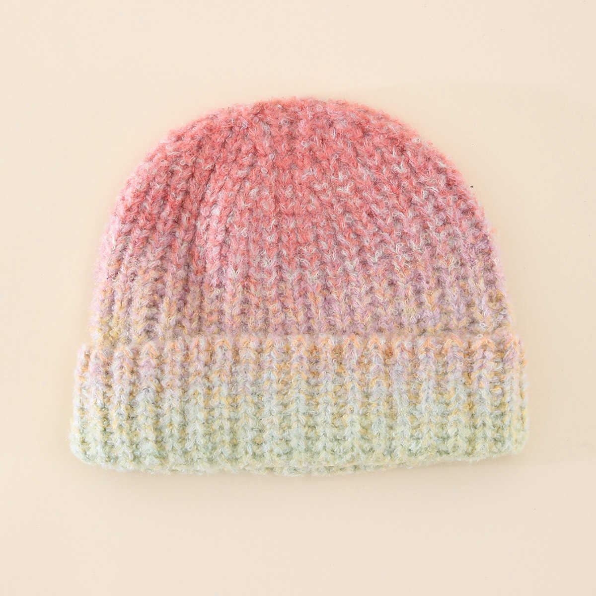 New Style Knitted Hat Gradient Rainbow Knitted Hat Winter Warm Casual Fashion Rolled Edge Wool Hat H251020