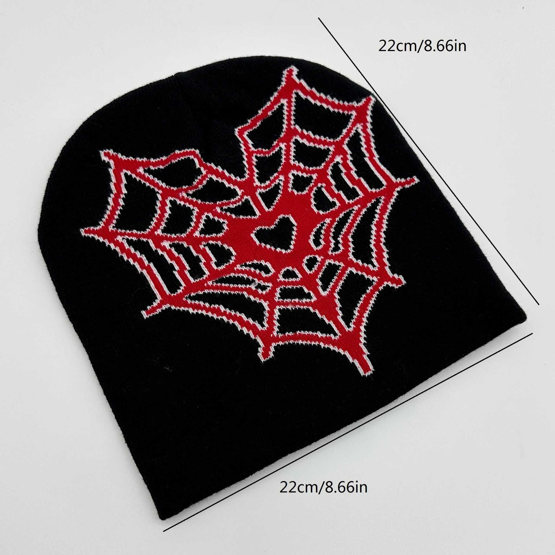Hard Work Heart Spider Web Jacquard Hat Adult Fashion Trendy Knitted Hat Autumn Winter Warm Hip Hop Street Headwear H251020