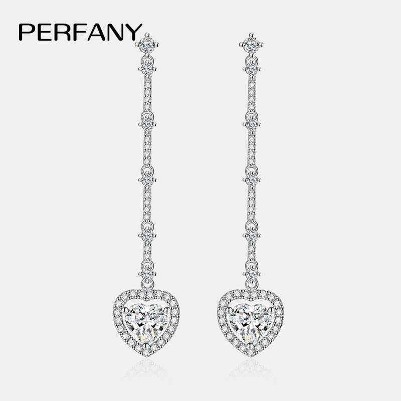 PERFANY 1CT Moissanite Drop Earring Women S925 Pure Silver Heart Laboratory Diamond Long Earrings Fashion Luxury Party Jewelry J251021
