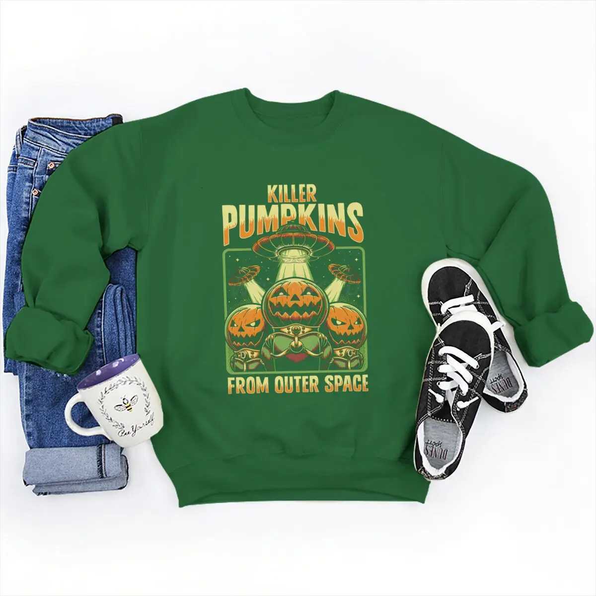 Halloween Spooky Season Graphic Sweatshirts for Women Men Funny Pumpkin Ghost Halloween Pullover Crewneck Long Sleeve Tops W251021