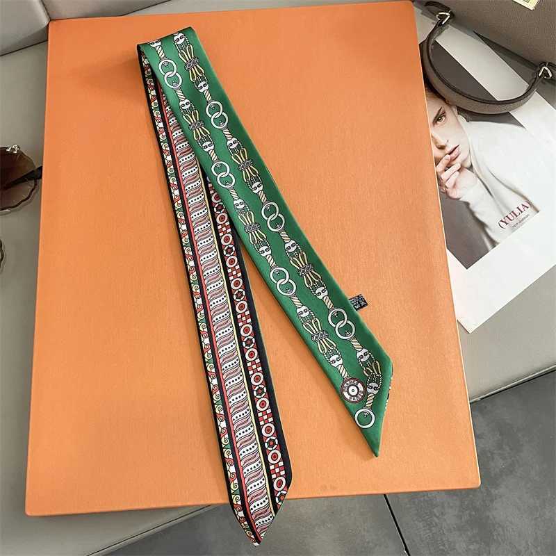 Fashion Skinny Silk Scarf for Women Fashion Hair Ribbons Headbands Bandana Female Bag Wrist Wrap Neckerchief Foulard Neck Ties W251021