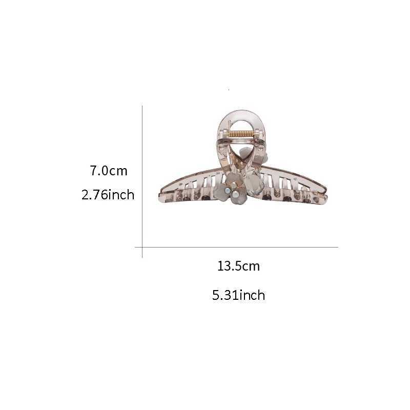 Korean Style Crystal Pearl Flower Hair Clip Highend Large Size Acrylic Hair Grip Womens Back of Head Fashion Hair ClawW254021