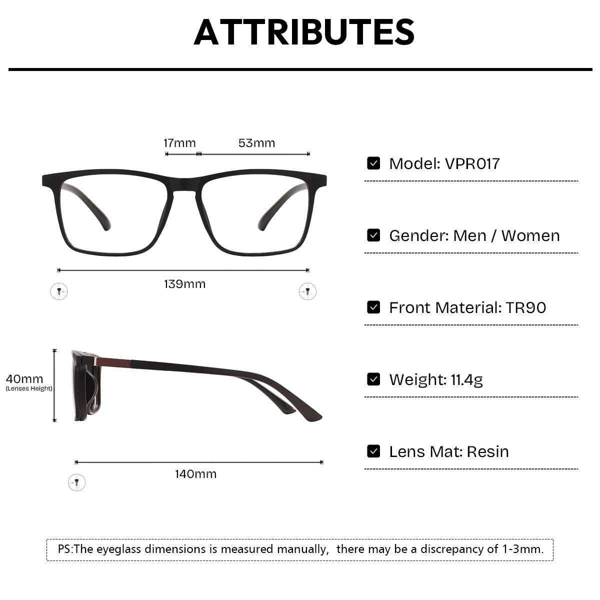 Square Polarized Sunglasses Men Women Mangetic Clip On Prescription Eyewear Night Vision Driving Optical Magnet Clips Glasses J251114