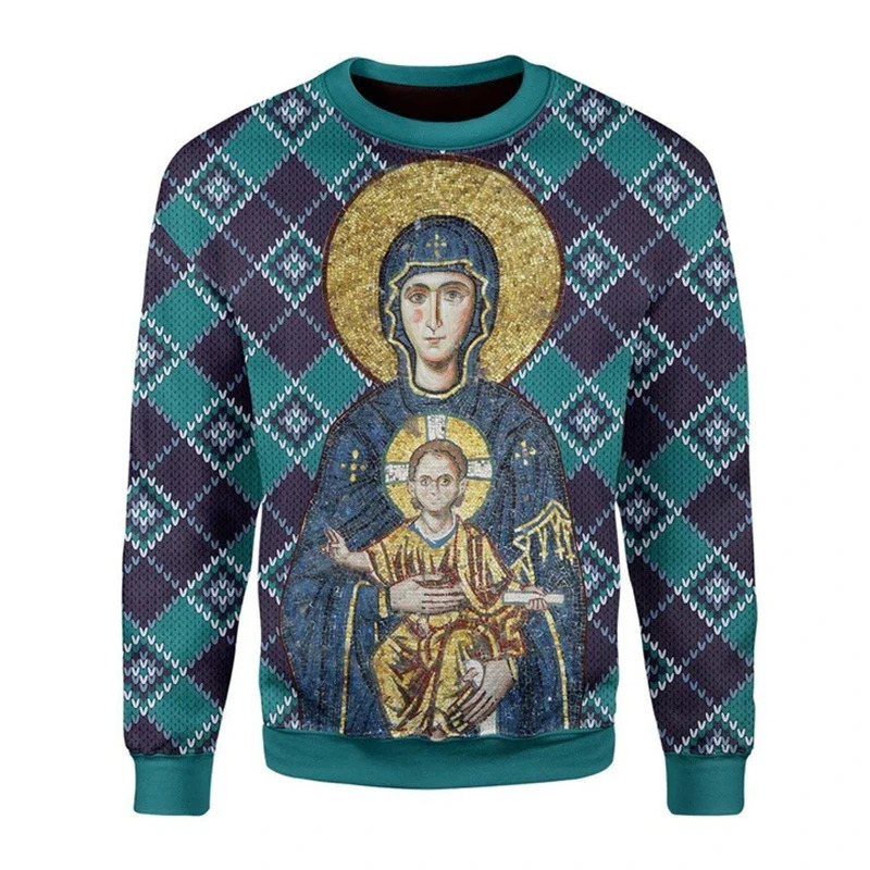 Men Women ugly christmas Sweatshirt Jesus Sweater 3D Printed the Orthodox graphic Sweaters Tops unisex clothing drop251020