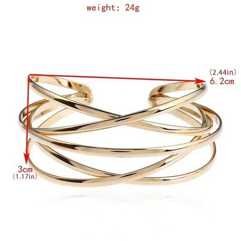 Punk Hollow Alloy Bangles For Women Gold Silver Color Cuff Bracelet Open Adjustable 2024 Fashion Jewelry New J251021