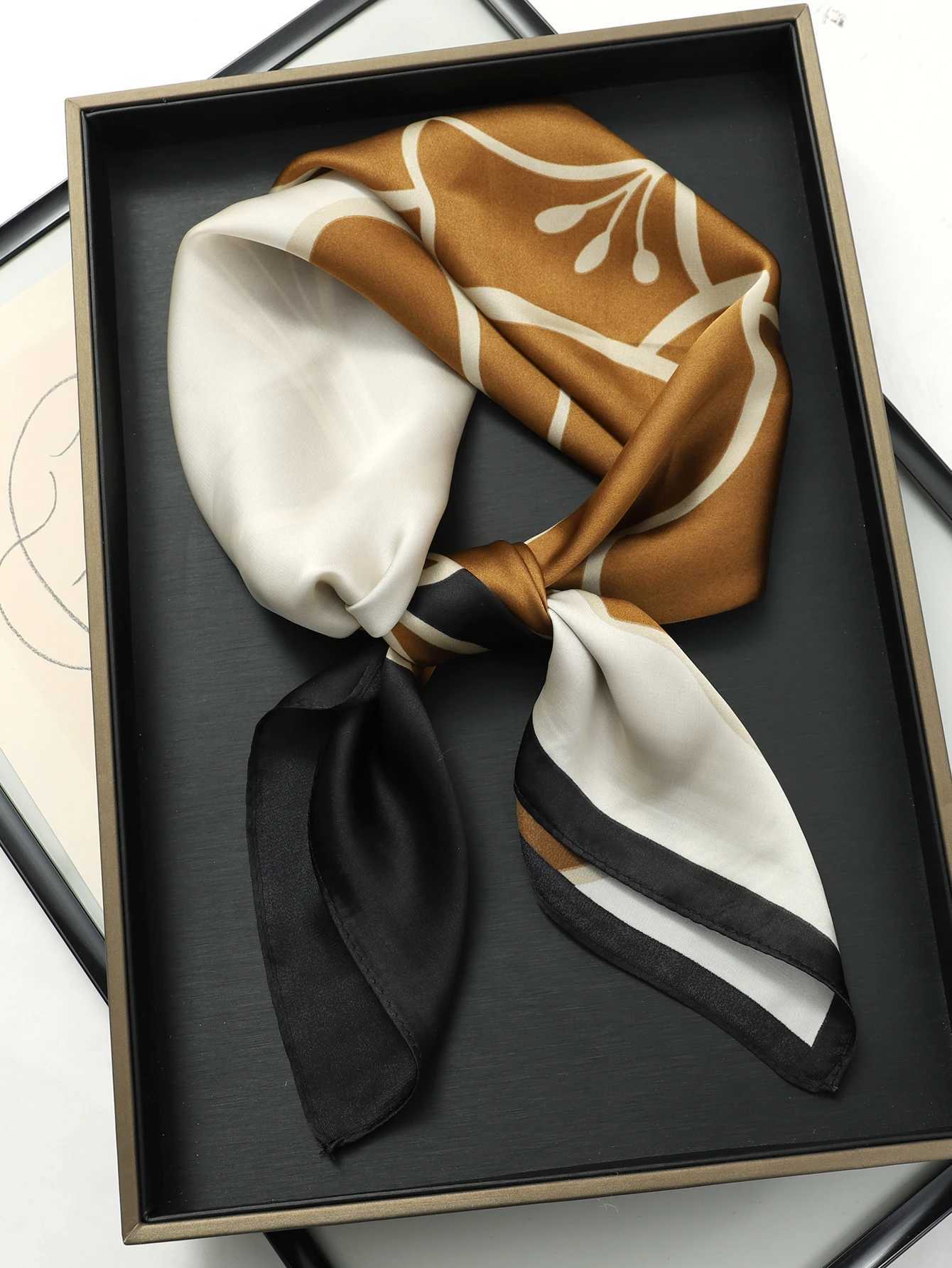 Luxury Brand 2023 Silk Square Scarf Women Cat Neck Hair Tie Band Beach Hijab Kerchief Head Headbands Bandana Female Foulard 70cm W251021