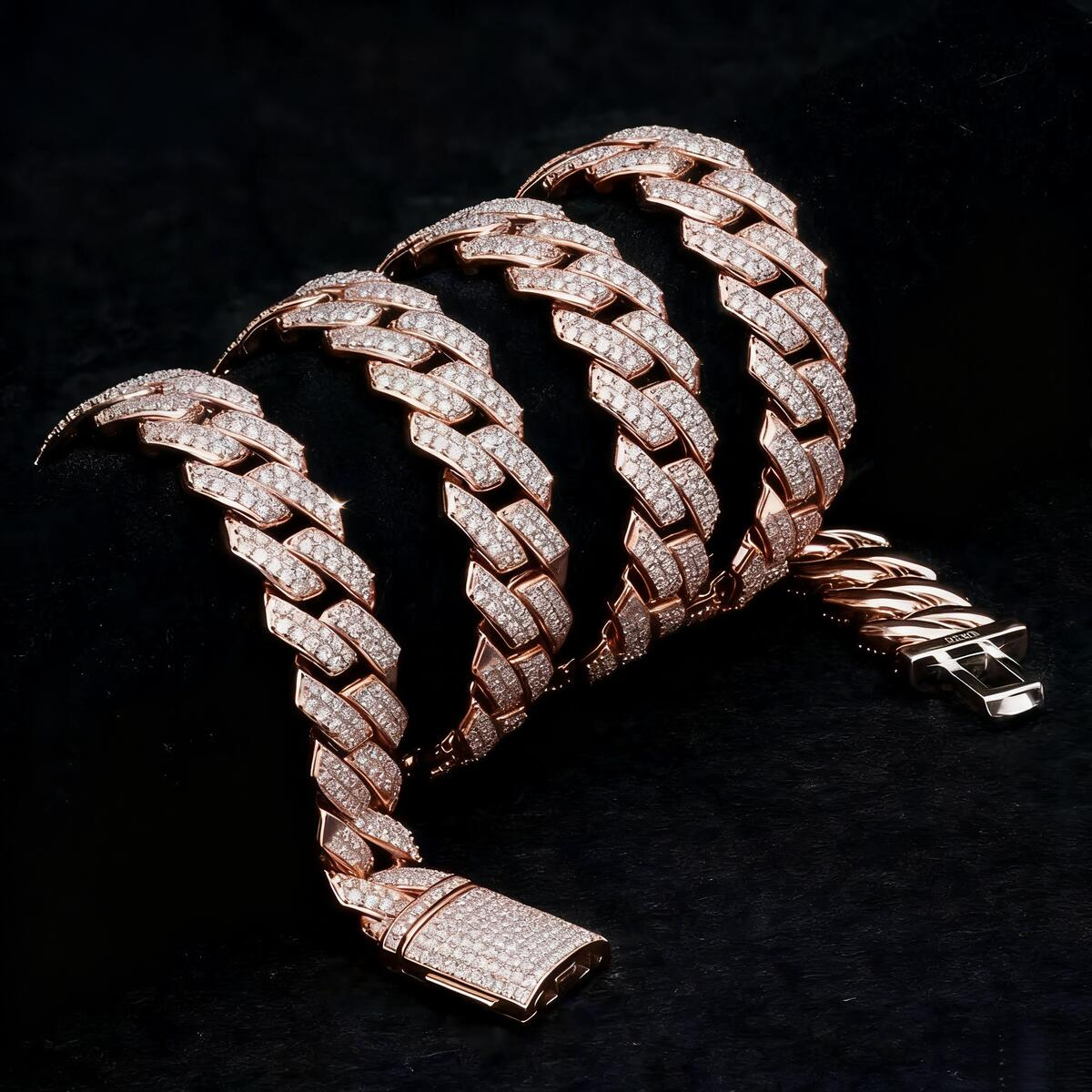 Stylish Iced Out Cuban Link Necklaces and Braclets Featuring Premium Diamon-like Simulated Stones