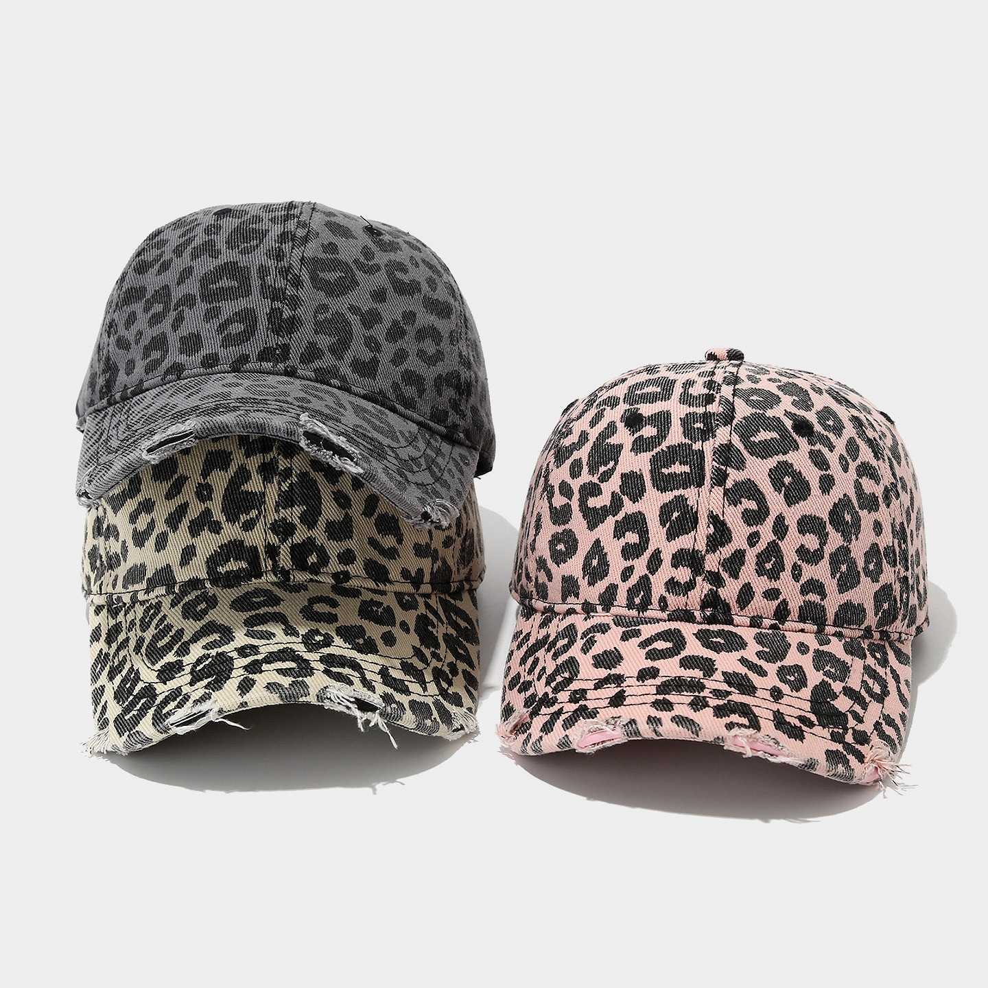 Leopard Print Trendy Baseball Cap Unisex Fashion Personality Distressed Versatile Trendy Duckbill Cap Spring Autumn Style H251020