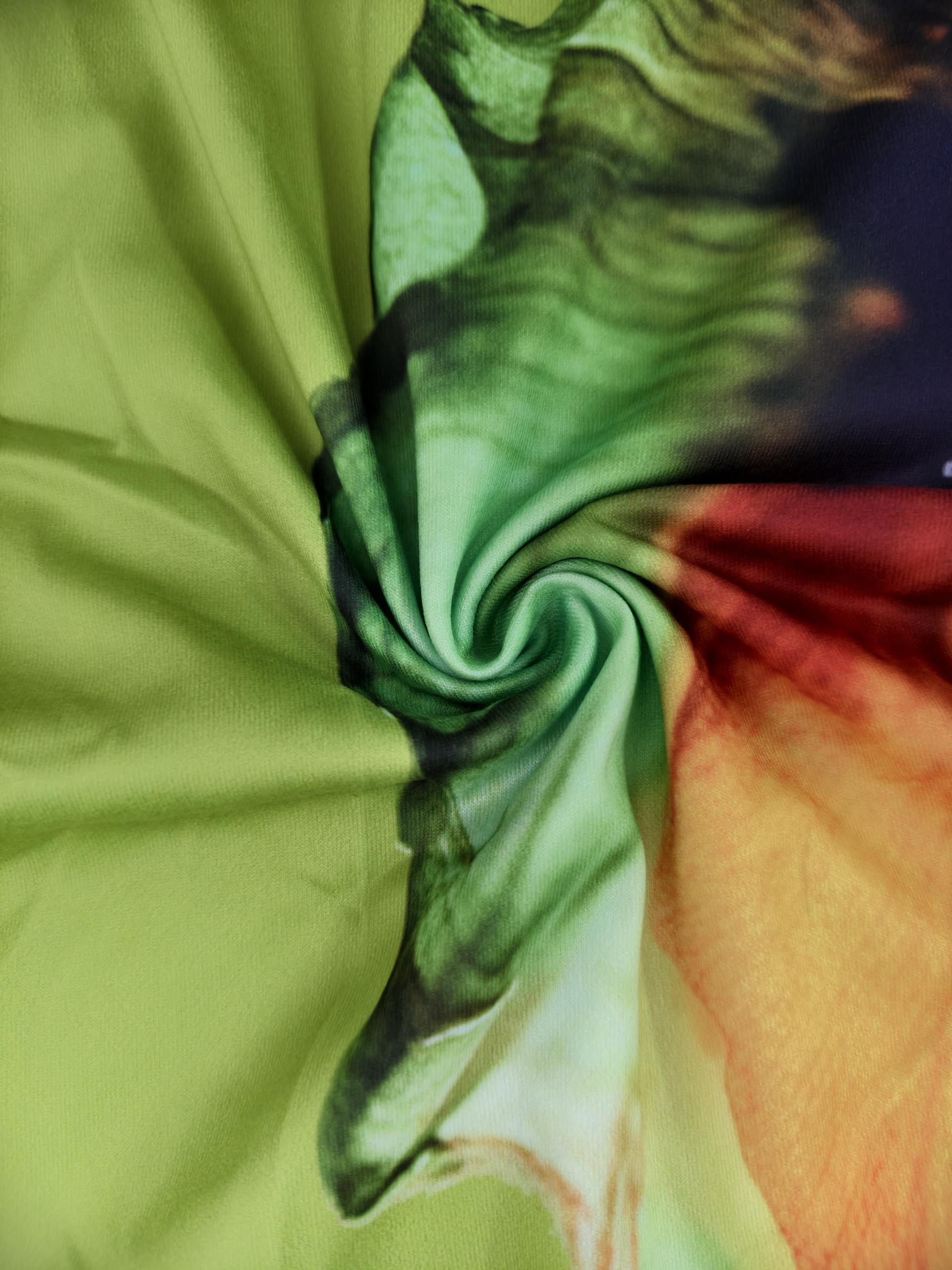 Women's Fashion Green Floral Printed Commute Casual Wide-Leg Pants, Milk Silk Versatile Trousers-CF52565