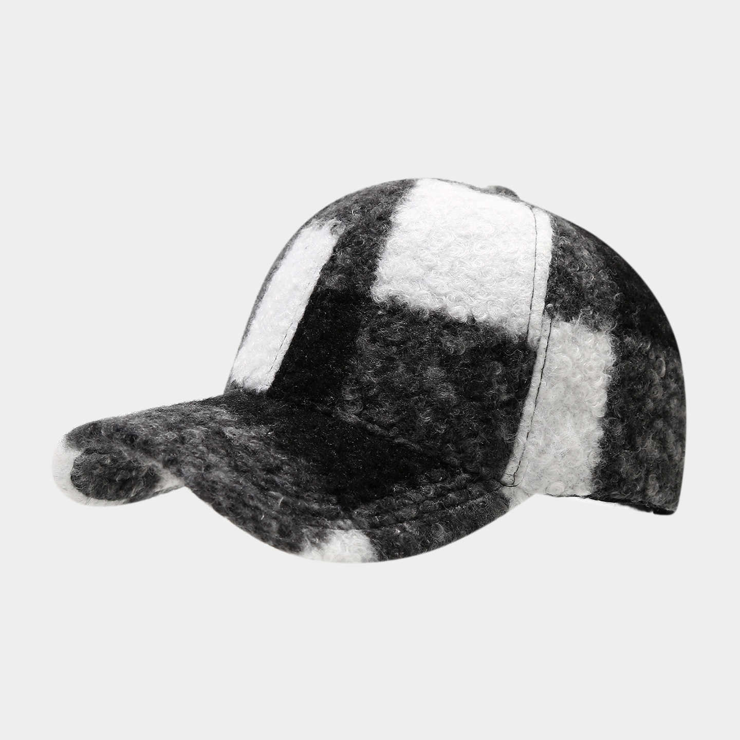 Autumn Winter New Classic Color Block Plaid Versatile Baseball Cap Thickened Warm Comfortable Windproof Slimming Duckbill Cap H251020
