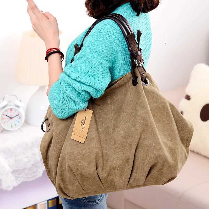 Casual Women Canvas Shoulder Bag Travel Messenger Bag Large Capacity Tote Tophandle Bag Women Crossbody Bags Sac A Mains Femme Z251018