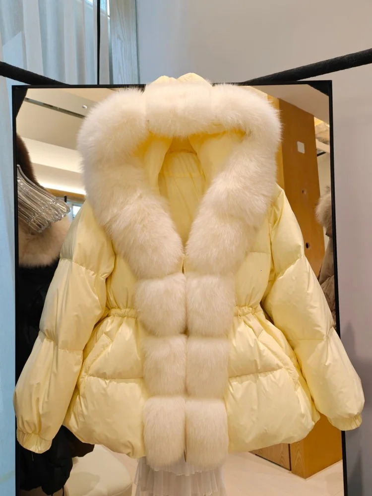 Winter Womens Fashion Casual Fleece Lined Thick Warm Duck down Jacket High Quality Fox Fur Collar Goose Feather Outerwear 251017