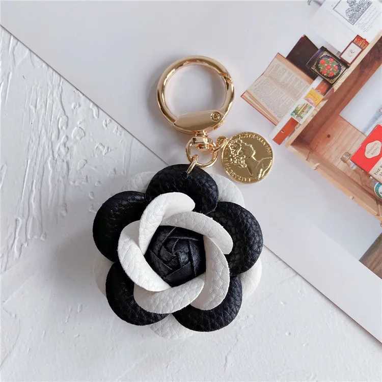 Personalized Creative Fashionable Leather Cute Camellia Keychain Bag Pendant Accessory W251021